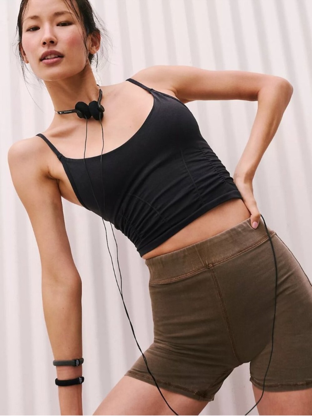 Free People Movement Good Karma Ruched Crop Tank Sz M/L